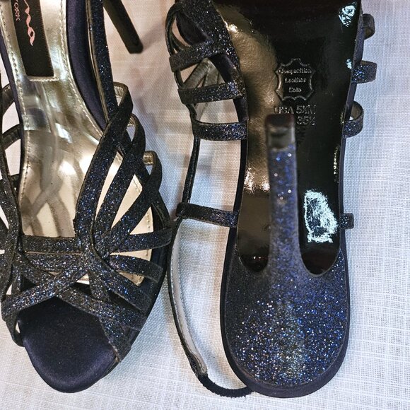 NINA NEW YORK Blue Sparkly Fenix Platform Slingback Stiletto 4" Heels Size 5.5 - Picture 7 of 8